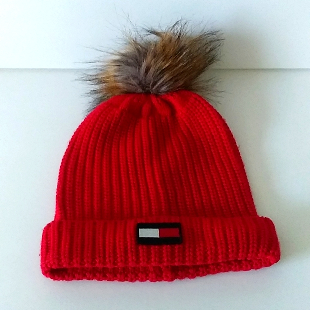Tommy Hilfiger Red Winter Pom pom Hat